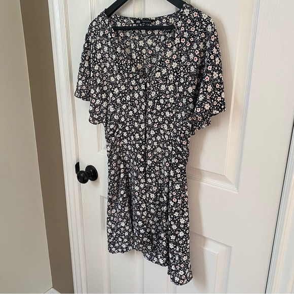 Zara Black and White Floral Button Down Mini Dress Medium - Picture 2 of 11